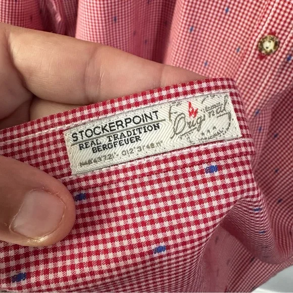 StockerpointMen's red white Button Down Shirt xxl German